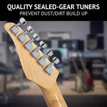 LyxPro 39" Telecaster Solid Body Guitar Electric Guitar TL Series, Full-Size Paulownia Wood Body, 3-Ply Pickguard, C-Shape Neck, Ashtray Bridge, Quality Gear Tuners, 3-Way Switch & Volume/Tone Controls, 2 Picks Included - 桃花心木 - 查看 5