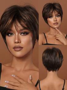 10 Inch Short Straight Wigs Hair Synthetic Heat Resistant Wigs For Women Ripe Refreshing Wigs For Daily Wear