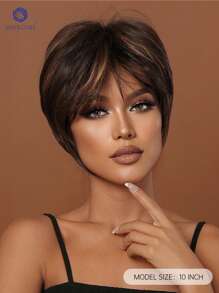 10 Inch Short Straight Wigs Hair Synthetic Heat Resistant Wigs For Women Ripe Refreshing Wigs For Daily Wear