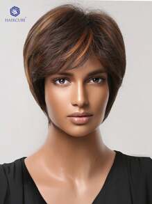 10 Inch Short Straight Wigs Hair Synthetic Heat Resistant Wigs For Women Ripe Refreshing Wigs For Daily Wear