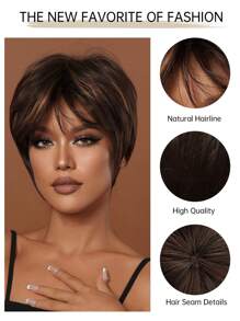 10 Inch Short Straight Wigs Hair Synthetic Heat Resistant Wigs For Women Ripe Refreshing Wigs For Daily Wear