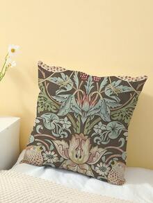 1pc Retro Flower Pattern Printed Cushion Cover, Modern Pillow Case, Single-Sided Print, Pillowcore Not Included, Home Decor Throw Pillowcase - Multicolor - View 4