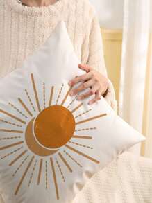 1pc Simple Design Printed Cushion Cover Without Pillow Inner, Modern Pillow Case For Home Decor
