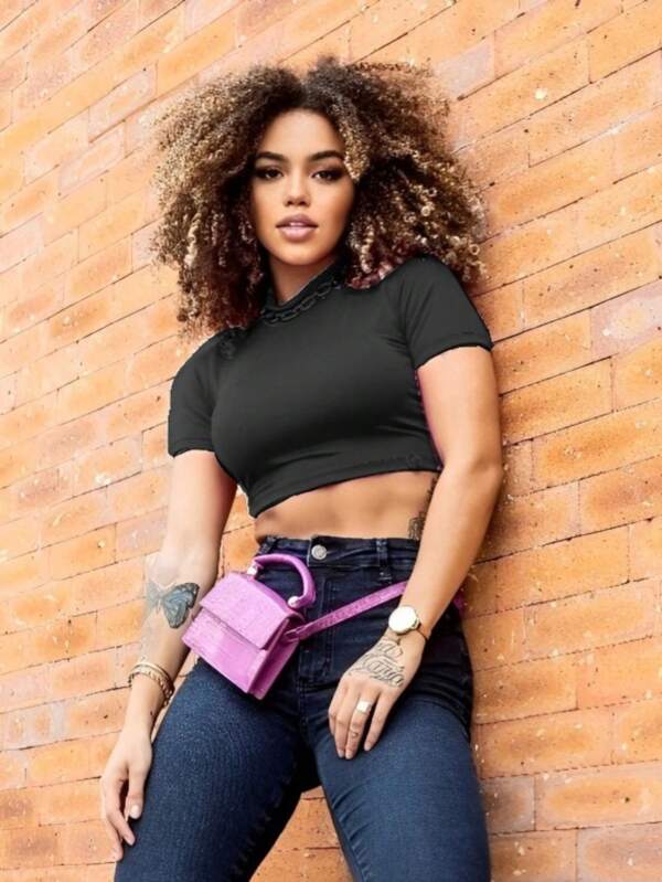 CROPPED BLUSINHA SUPLEX MANGA CURTA BLOGUEIRINHA VERAO TENDENCIA.