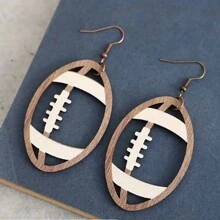 Creative Rỗng Bóng đá Bằng gỗ Dangle Hoa tai Retro Đồ trang sức Qủa tặng - Nhiều màu - Xem 5