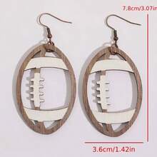 Creative Rỗng Bóng đá Bằng gỗ Dangle Hoa tai Retro Đồ trang sức Qủa tặng - Nhiều màu - Xem 4