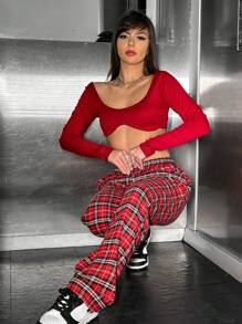 Women Pants - 紅色 - 查看 3