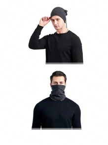 防紫外線保暖風阻頸套1入，冬季運動頭部裝備，適用於滑雪，騎自行車，騎馬，口罩 - 卡其色 - 查看 6