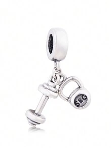 HuooNew 1入組簡約風和豪華壺鈴啞鈴銀吊墜釘珠中性適合派對和宴會 - 銀色 - 查看 1