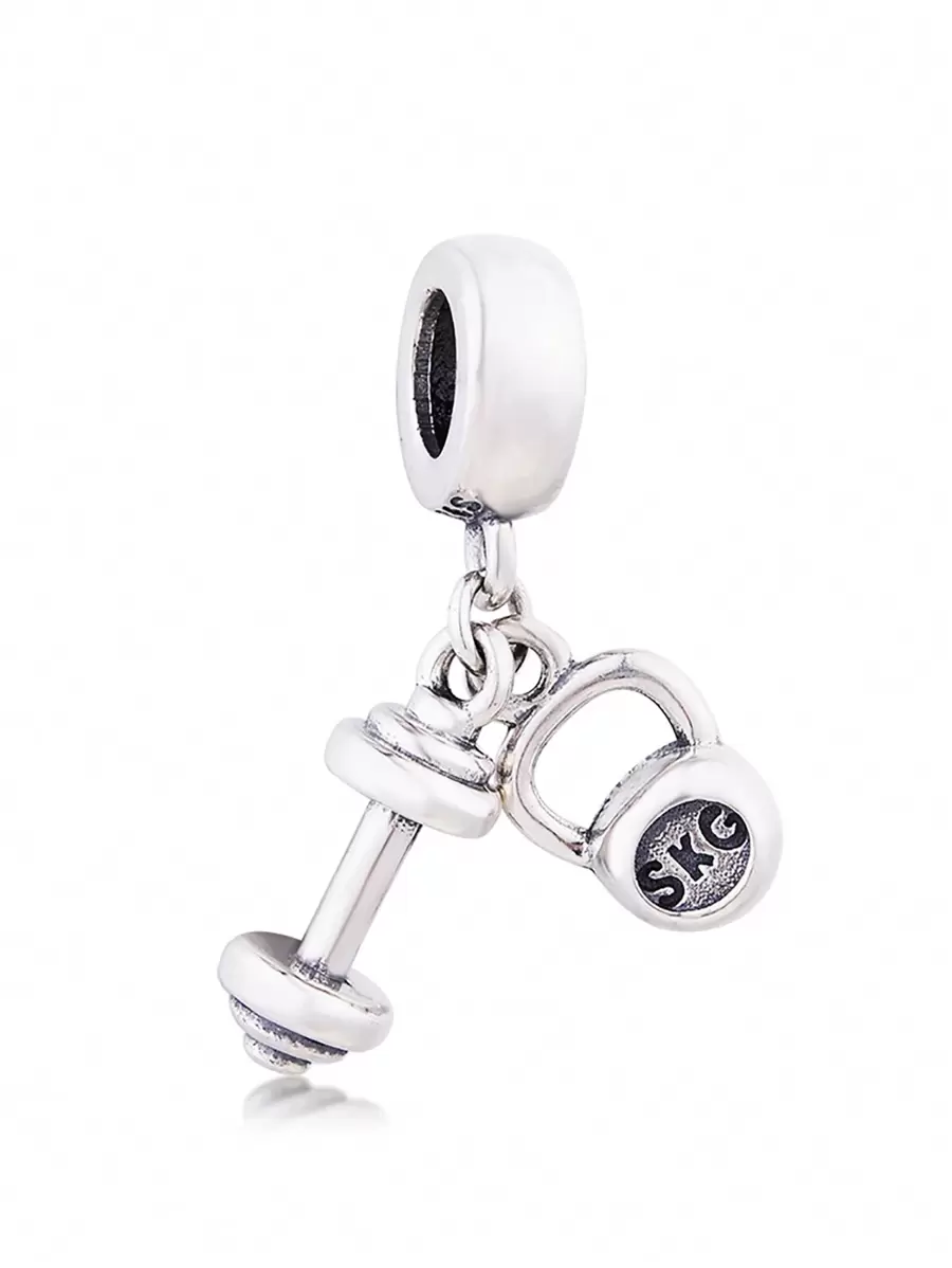 HuooNew 1入組簡約風和豪華壺鈴啞鈴銀吊墜釘珠中性適合派對和宴會 - 銀色 - 查看 1