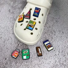 1套8入組糖果和薯片卡通圖案鞋墊,鞋洞鞋子,免費組合diy裝飾,用作節日禮物