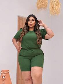 Plus Size Co-Ords - Army Green - View 3