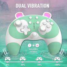 Bộ điều khiển Switch Pro tương thích với Switch/Switch Lite/Switch OLED, Bộ điều khiển Switch không dây cho PC/Android/IOS, Hỗ trợ Turbo/Rung kép/Chống trượt tiện dụng/Đánh thức bằng một phím/Chức năng Macro - màu xanh lá - Xem 3