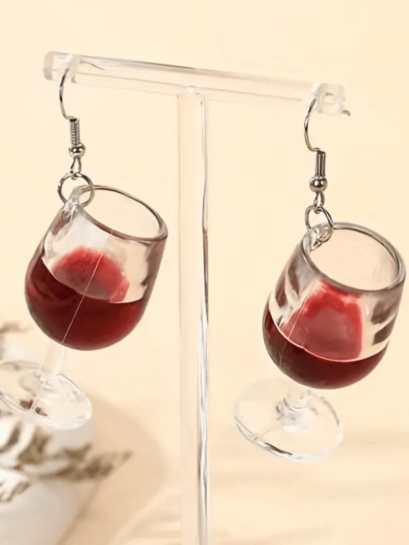 1pair Novelty 3d Red Wine Glass Shaped Earrings For Women Funny Fashion Jewelry - Multicolor - View 1