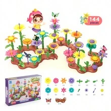 一套兒童diy塑料積木,花園主題創意馬賽克套裝,激發男女孩子們的想像力和創造力 - 144pcs - 查看 2