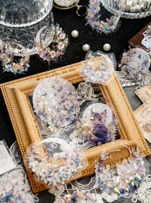 20 件/包雷射全像貓、月亮和冰晶設計寵物 3d 貼紙 - 彩色 - 查看 1