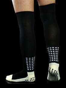 Sports Outdoor Black Friction Block Over-The-Knee Towel Bottom Long Tube Football Socks, Men's And Women's Over-The-Knee Long Tube Glue Anti-Skid Socks With Towel Bottom, Mid-Tube And High-Tube Training Socks, Wear-Resistant And Sweat-Absorbing Training Socks For Football Games - Black - View 2