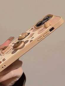 1入3D卡通熊熊餅乾紋理皮革手機殼，適用於iPhone - 彩色 - 查看 11