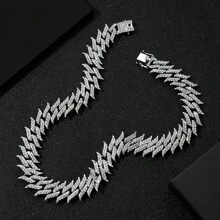 1 件歐美男士合金嘻哈首飾全裝飾荊棘形狀獨特蛇骨吊墜項鍊 - 荊棘嘻哈項鍊 - 查看 15