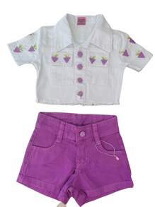 Young Girls Denim Two-Piece Outfits - Màu Lilac Tím - Xem 1