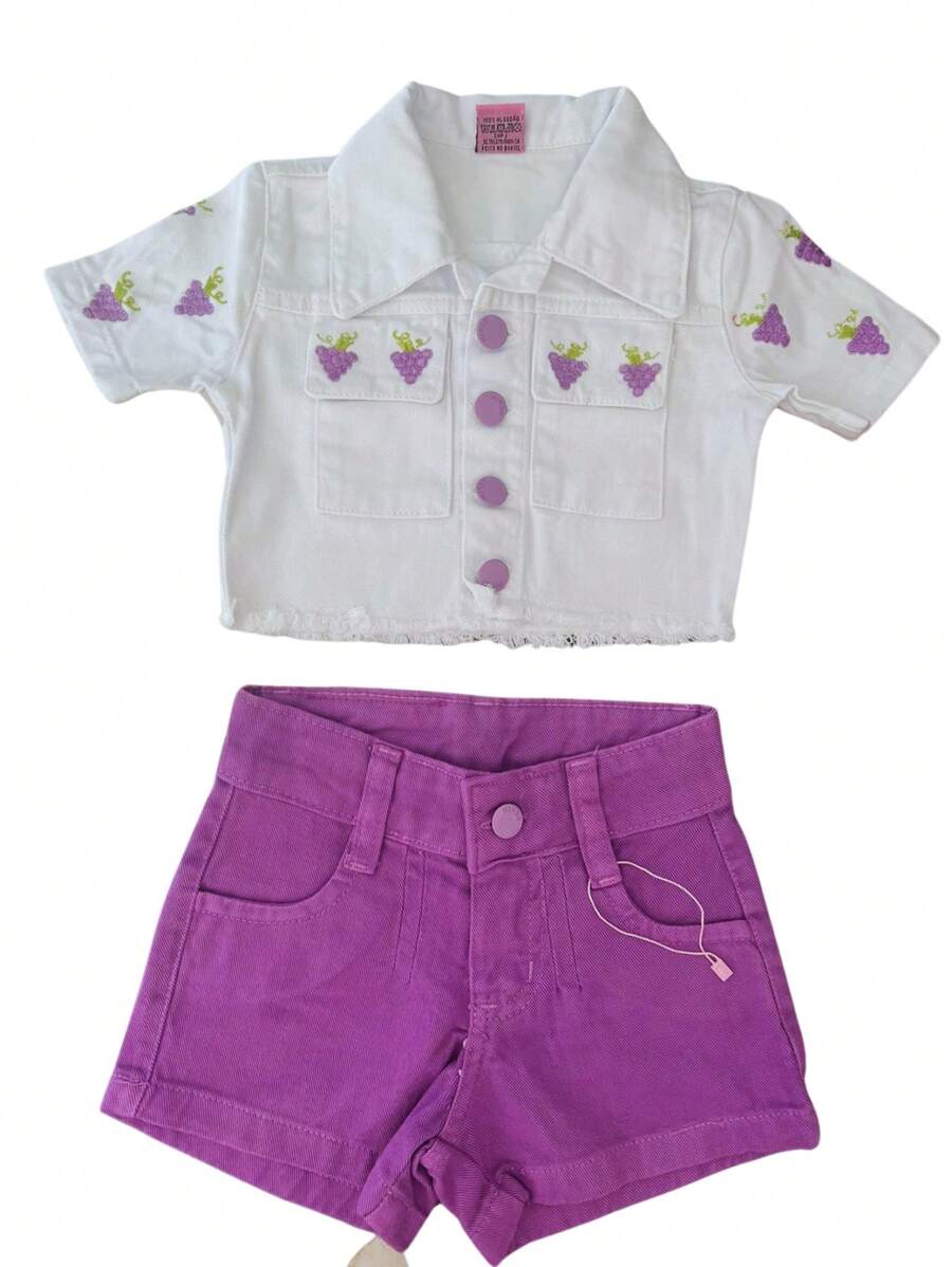 Young Girls Denim Two-Piece Outfits - Màu Lilac Tím - Xem 1