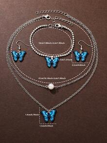 Set de 5 relojes de mujer con diseño de mariposa de última moda - Azul - Ver 6