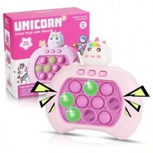 1入專業版it Fidget遊戲玩具,兒童和成人的手持遊戲機,快速智能減壓遊戲機,氣泡推壓減壓玩具,適用於女孩的派對小禮物(粉色) - 獨角獸 - 查看 1