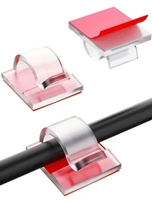 30pcs(One Size)/10pcs Adhesive Cable Clips For Outdoor, Light Clips, Decoration Clips, Self Adhesive Hooks Cord Management Wire Holder, Fairy Light Accessories, (Clear), Tools For Men - White - View 1