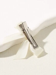 8pcs Mini Beige Bowknot Hair Clips - Beige - View 3