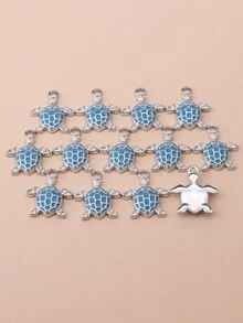 20入組塑料印花烏龜形油墜,適用於diy珠寶製作 - 藍色 - 查看 2