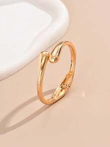 1 Pieza Brazalete De Moda Con Forma Doble Simétrica De Gota Con Múltiples Colores. Estilo Sofisticado, Dulce, Elegante Con Un Diseño Simple Y Vintage. Estilo Europeo Y Americano Con Una Sensación Sofisticada. Perfecto Para Uso Diario, Trabajo, Reuniones, Fiestas, Citas Románticas, Sesiones De Fotos, Negocios O Cualquier Otra Ocasión Elegante. - Dorado - Ver 4