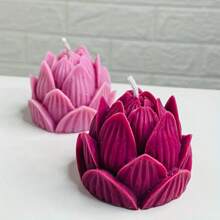树脂莲花形石膏蜡烛模具 3d 植物与花卉香皂蜡模 DIY 手工粘土硅模，用于芳香疗法香皂制作和装饰。 - 白色 - 查看 5