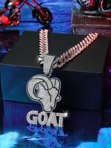 1 件男女通用朋克嘻哈滴油黑蓝山羊头项链，山羊吊坠，情侣款，礼物珠宝 - GOAT - 查看 6