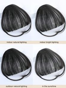 合成空氣瀏海熱阻性髮飾女性自然短黑色瀏海夾、髮卡髮片女性髮型擴展件 - 黑色 - 查看 6