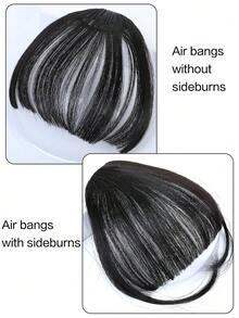 合成空氣瀏海熱阻性髮飾女性自然短黑色瀏海夾、髮卡髮片女性髮型擴展件 - 黑色 - 查看 4