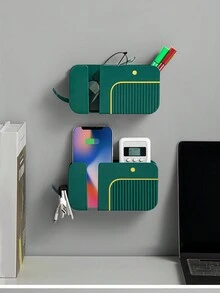 1個鯨魚造型多功能壁掛手機收納盒,不需打孔手機支架和空調電視遙控器收納盒 - 綠色 - 查看 1