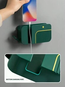 1個鯨魚造型多功能壁掛手機收納盒,不需打孔手機支架和空調電視遙控器收納盒 - 綠色 - 查看 3