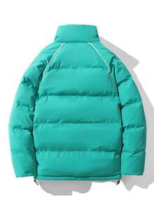 加厚立領棉袄,冬季外套,男女均可 - 水鴨藍 - 查看 2