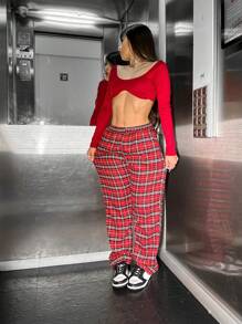 Women Pants - 紅色 - 查看 2