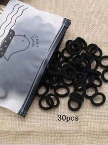 30pcs/M Black Seamless High Elasticity Hair Band Hair Ties, No Damage Hair, Suitable For Daily Use Casual,Hair Accessories,Ponytail ,Hair Rope, Hair Bobbles ,Gym Sport Outfit