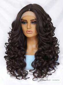 24 英寸高清蕾丝前假发 13x5X1.5 卷发假发 女士 T 型假发 合成发无胶蕾丝假发 180% 密度预拔女性蕾丝假发 耐热纤维 - 灰色 - 查看 4