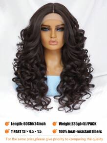 24 英寸高清蕾丝前假发 13x5X1.5 卷发假发 女士 T 型假发 合成发无胶蕾丝假发 180% 密度预拔女性蕾丝假发 耐热纤维 - 灰色 - 查看 10