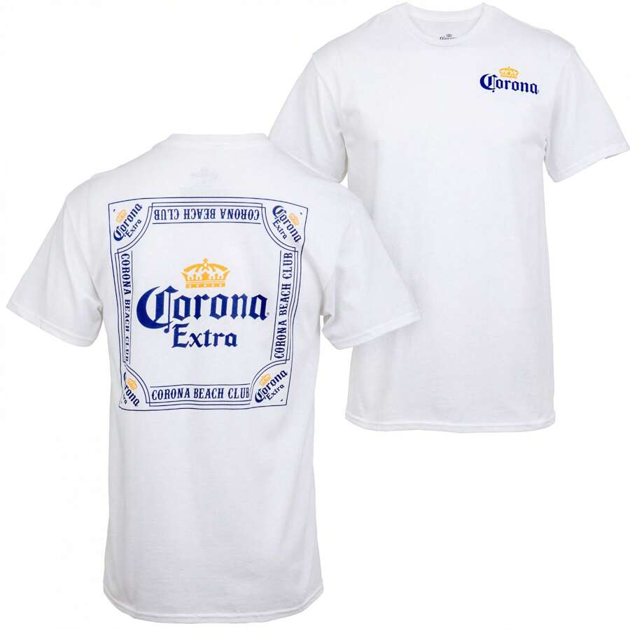 Corona Extra Beach Club Front And Back Print T-Shirt - Beige - View 1