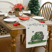 幸運三葉草聖派翠克節桌旗,季節性春季假期廚房餐桌裝飾,適合室內戶外家庭派對裝飾 - 綠色 - 查看 2