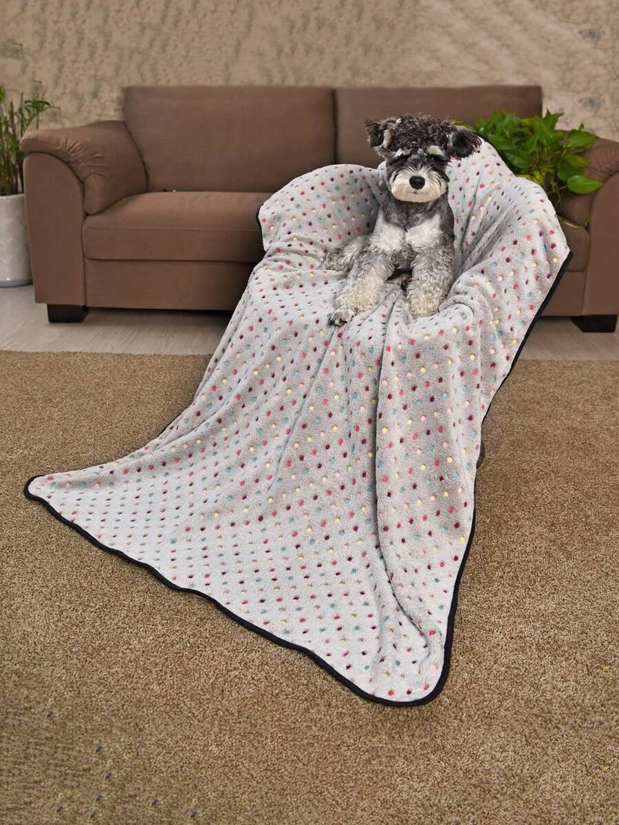 1pc Coral Fleece Blanket Pet Bed Mat Suitable For Small/Medium/Large Dogs And Cats All Seasons (Edge Color Random) - Coffee Brown - View 1