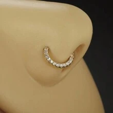 1入時尚銅質立方氧化鋯鼻環 - 銀色 - 查看 2