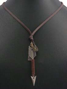 1 pieza Collar con colgante de punta de flecha de aleación y con cuerda trenzada para hombres, regalo del Día de San Valentín - Estilo de flecha - Ver 10