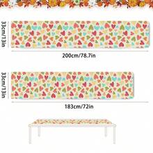 1入組帶心形印花圖案亞麻方桌跑，適用於餐桌或咖啡桌的家居裝飾 - 彩色 - 查看 3