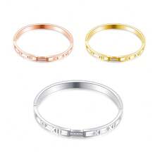 6mm空心不鏽鋼手鐲,飾有水晶鑲嵌,金色/玫瑰金色/銀色可選 - 彩色 - 查看 7