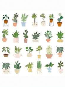 44入組植物&咖啡主題貼紙,適用於咖啡禮物、咖啡派對禮品、咖啡杯、摩托車、行李箱、手提電腦、滑板、水瓶、兒童頭盔裝飾 - 綠色 - 查看 3